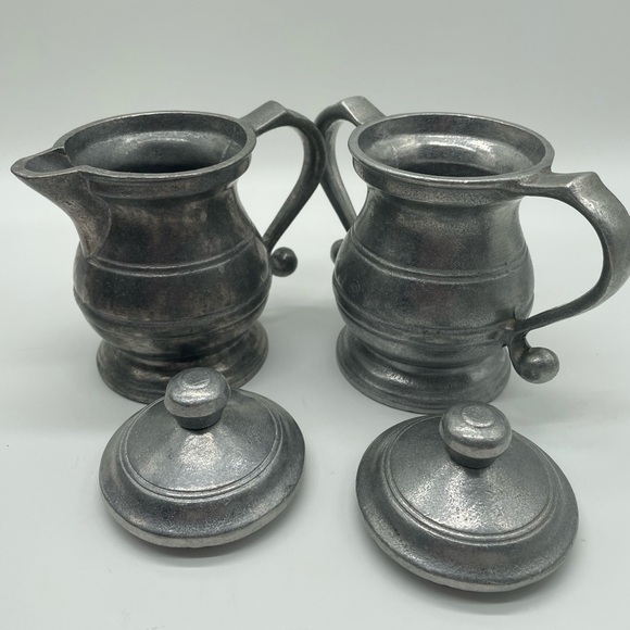 Pewter Goblet Chalis & Creamer & Sugar Server - Picture 6 of 8